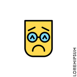 Sad and in bad mood color emoticon icon vector