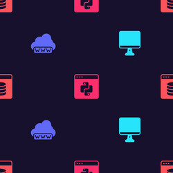 set computer monitor screen web development vector image