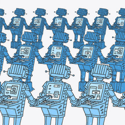 group of robots and personal computer vector