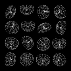 wireframe lined shapes perspective mesh 3d grid vector image