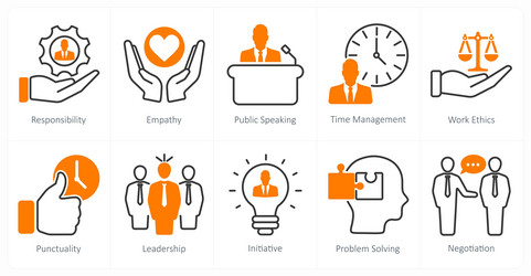 a set of 10 soft skills icons as responsibility vector image