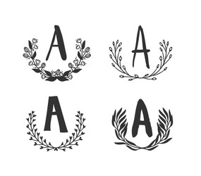 hand drawn set monogram objects for design use vector image
