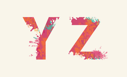 Abstract Ink Blot Alphabet Y & Z vector image