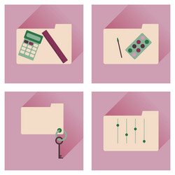 concept of flat icons with long shadow folder vector image