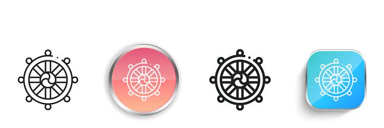 dharma wheel icon thin linear regular and button vector image