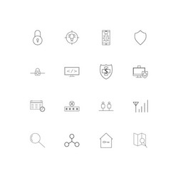 internet security linear thin icons set outlined vector image