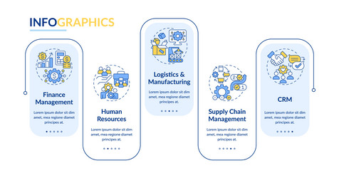 Multicolor erp layout with thin line icons vector