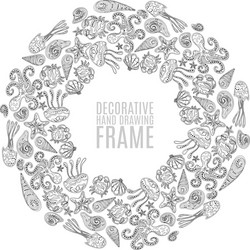 seashell border frame ocean pattern vector image