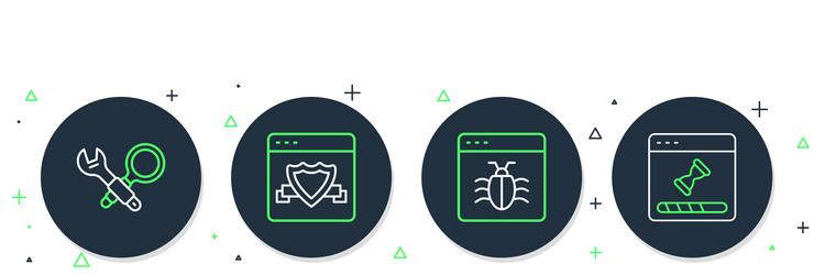 set line browser with shield system bug vector image