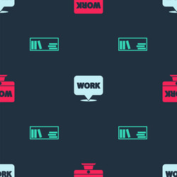 Set monitor with text work location and shelf vector
