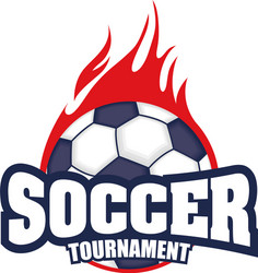 Soccer Tournament Poster with Flame Vector Image