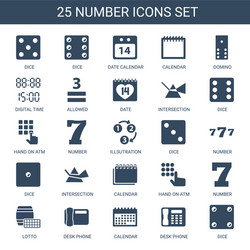 25 number icons vector