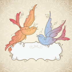Floral Birds Frame Vector Image