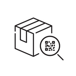 Parcel delivery with qr-code scan magnifying vector