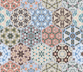 set of hexagonal patterns vector image