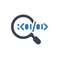 Code magnifying search icon vector