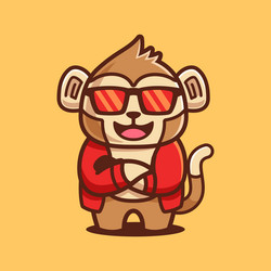 cool monkey wear sunglasses cartoon character vector