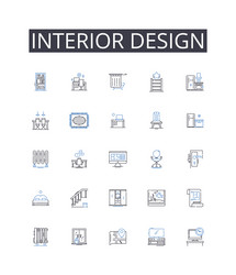 Interior design line icons collection graphic vector