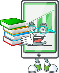 Student with book up chart vertical tablet vector