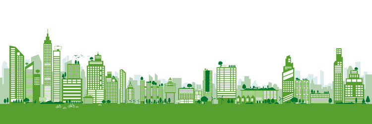 Green city design building and tree with copy vector