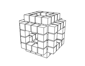 abstract 3d cube from cubes outline vector image