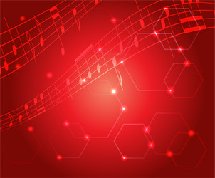 Bright red music background with gradient vector