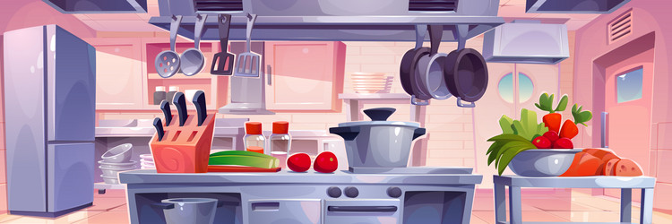 Cartoon Kitchen Interior Royalty Free Vector Image