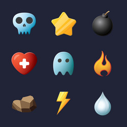 Game ui assets set gaming user interface icons vector