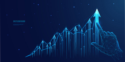 Glowing Business Chart with Hand Pointer vector image