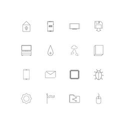 Internet technologies linear thin icons set vector