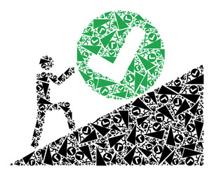 man rolling confirmation up recursive icon collage vector image