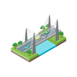 Bridge highway over river isometric view Vector Image