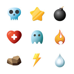 Game ui assets set gaming user interface icons vector