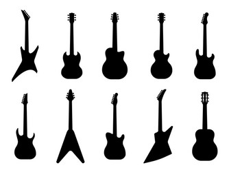 Guitar Silhouettes - Rock & Acoustic Vector Image