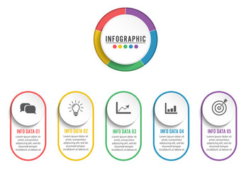 abstract 3d infographic template with a five vector image