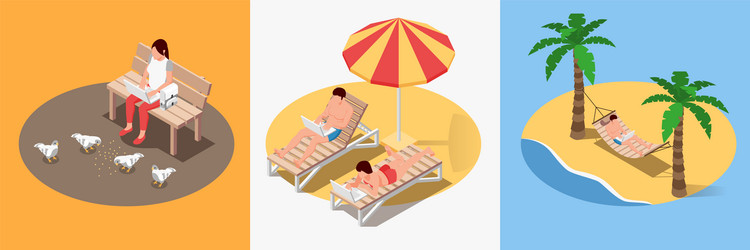 digital nomads square compositions vector image