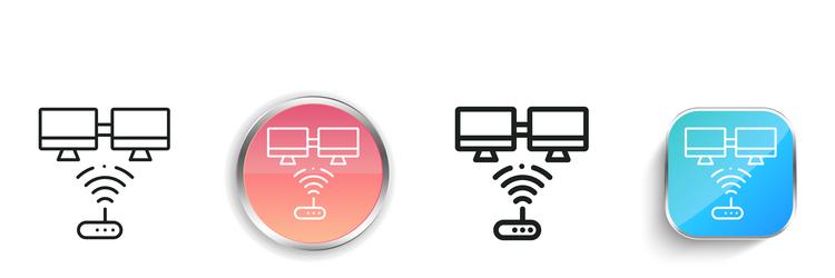 lan icon thin linear regular and button style vector image