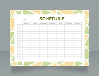 School Timetable Worksheet Design Template Vector Image