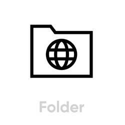 folder globe planet editable line simple vector image