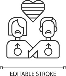 gay relationship pixel perfect linear icon vector