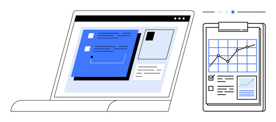 laptop with data dashboard and analytics chart vector image