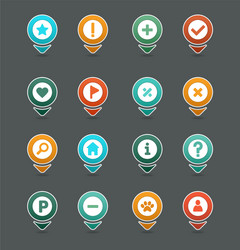 Pin map icon set pointer markers vector