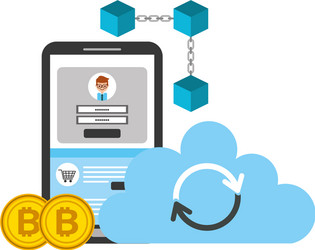 smartphone cloud computing blockchain bitcoins vector