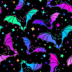 Colorful Bat Seamless Pattern Vector Image