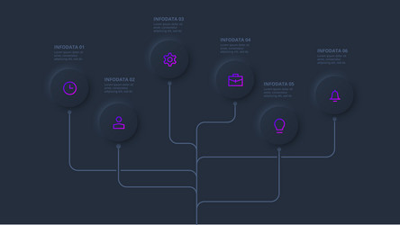 Neumorphic flowchart dark infographic creative Vector Image