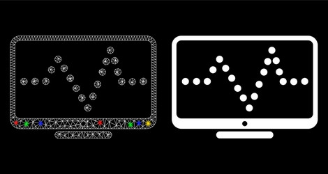 Flare mesh network pulse chart icon with vector