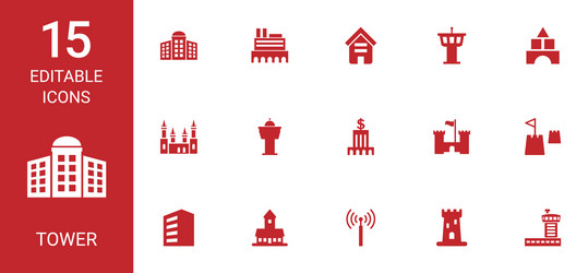 8 tower icons Royalty Free Vector Image - VectorStock