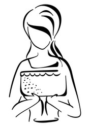Woman Holding Cake Vector Image
