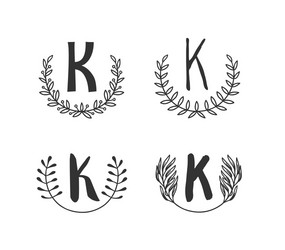 hand drawn set monogram objects for design use vector image