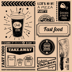 menu pattern with fast food symbols vector